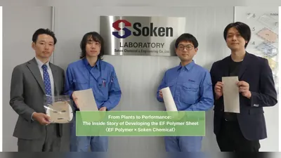 EF Polymer and Soken Chemical teams with the sheets they developed together